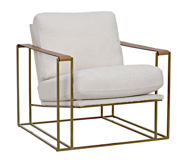 Noir Oryan Boucle and Leather Accent Chair with Steel Frame for Modern Living Rooms LEA-C0341-02-1D