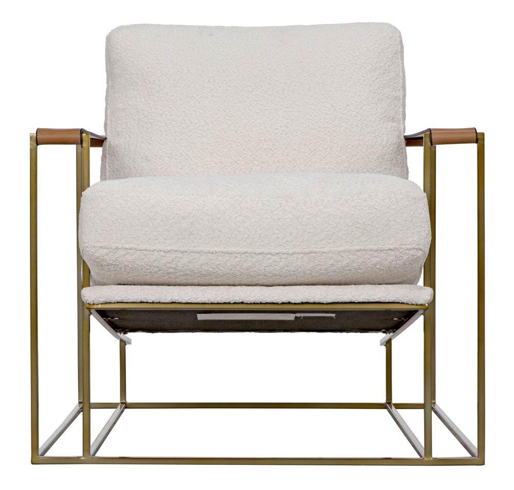 Noir Oryan Boucle and Leather Accent Chair with Steel Frame for Modern Living Rooms LEA-C0341-02-1D