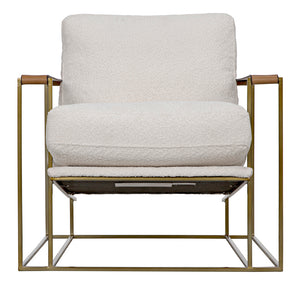 Oryan Boucle and Leather Accent Chair with Steel Frame for Modern Living Rooms