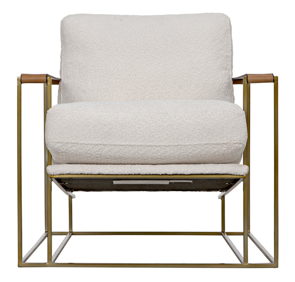 Oryan Boucle and Leather Accent Chair with Steel Frame for Modern Living Rooms
