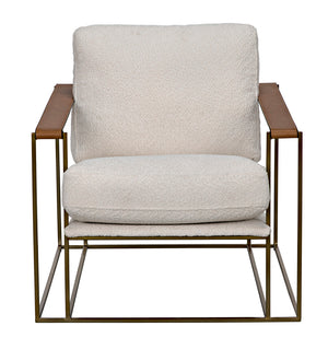 Oryan Boucle and Leather Accent Chair with Steel Frame for Modern Living Rooms