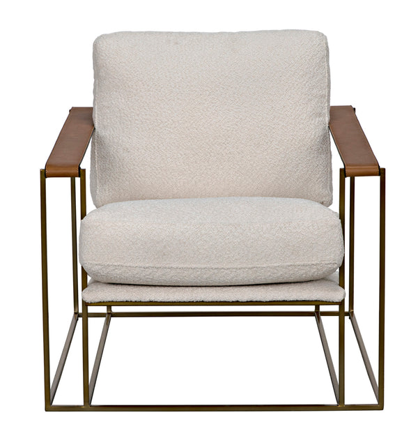 Oryan Boucle and Leather Accent Chair with Steel Frame for Modern Living Rooms