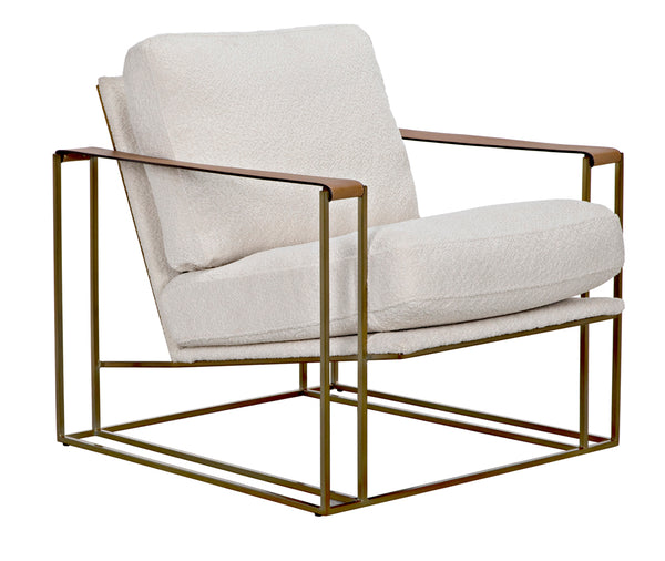 Oryan Boucle and Leather Accent Chair with Steel Frame for Modern Living Rooms