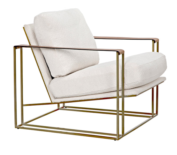 Oryan Boucle and Leather Accent Chair with Steel Frame for Modern Living Rooms