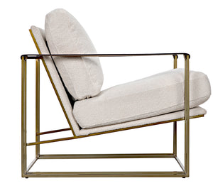 Oryan Boucle and Leather Accent Chair with Steel Frame for Modern Living Rooms