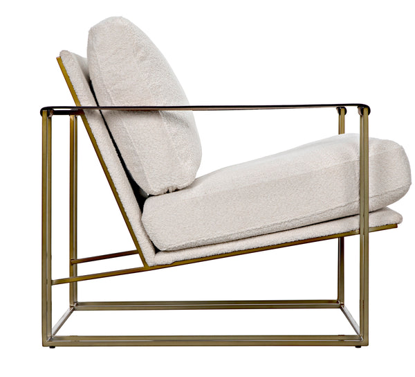 Oryan Boucle and Leather Accent Chair with Steel Frame for Modern Living Rooms