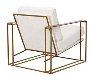 Oryan Boucle and Leather Accent Chair with Steel Frame for Modern Living Rooms