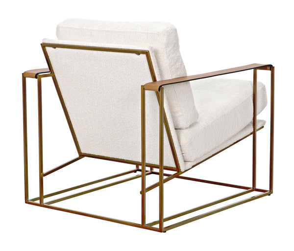 Oryan Boucle and Leather Accent Chair with Steel Frame for Modern Living Rooms