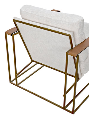 Oryan Boucle and Leather Accent Chair with Steel Frame for Modern Living Rooms