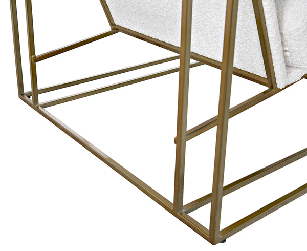 Oryan Boucle and Leather Accent Chair with Steel Frame for Modern Living Rooms