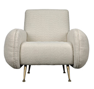 Hera Sculptural Boucle Accent Chair with Antique Brass Base for Modern Interiors