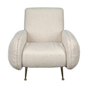 Hera Sculptural Boucle Accent Chair with Antique Brass Base for Modern Interiors