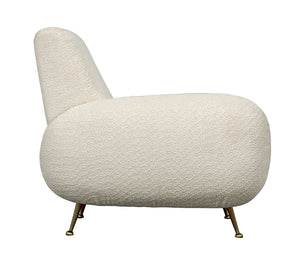 Hera Sculptural Boucle Accent Chair with Antique Brass Base for Modern Interiors