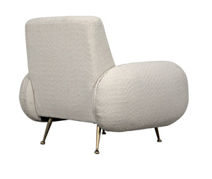 Hera Sculptural Boucle Accent Chair with Antique Brass Base for Modern Interiors