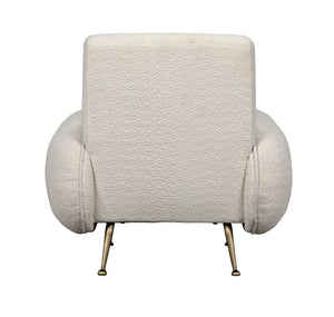 Hera Sculptural Boucle Accent Chair with Antique Brass Base for Modern Interiors