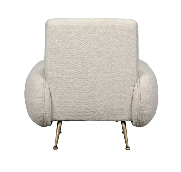 Hera Sculptural Boucle Accent Chair with Antique Brass Base for Modern Interiors