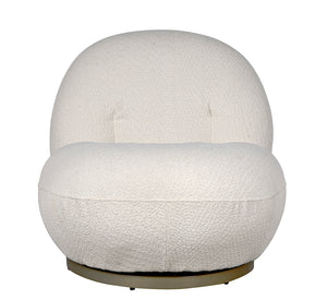 Artemis Swivel Accent Chair Boucle Upholstery Antique Brass Base for Living Room