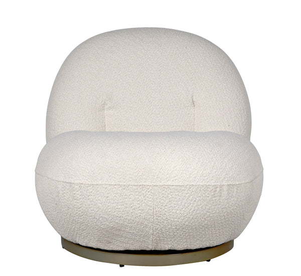 Artemis Swivel Accent Chair Boucle Upholstery Antique Brass Base for Living Room