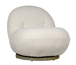 Artemis Swivel Accent Chair Boucle Upholstery Antique Brass Base for Living Room