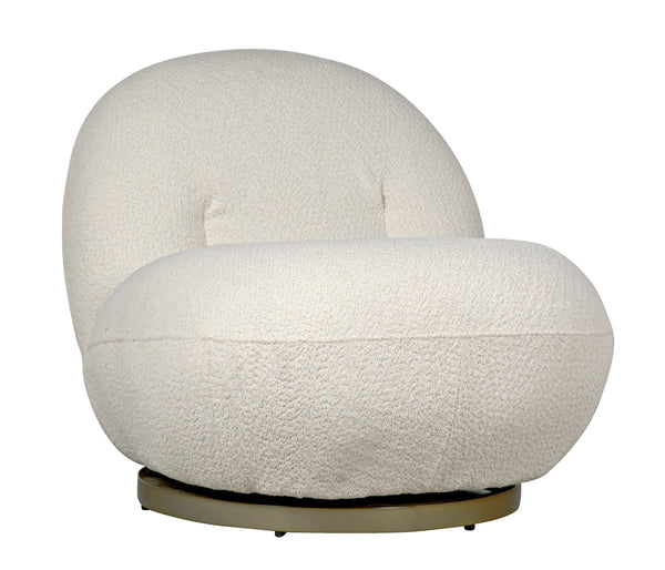 Artemis Swivel Accent Chair Boucle Upholstery Antique Brass Base for Living Room