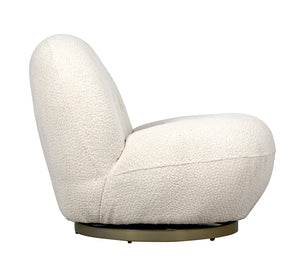 Artemis Swivel Accent Chair Boucle Upholstery Antique Brass Base for Living Room