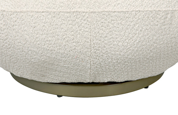 Artemis Swivel Accent Chair Boucle Upholstery Antique Brass Base for Living Room