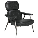 Randers Arm Chair LEA-C0465A-1D Metal and Black Leather Noir