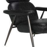 Randers Arm Chair LEA-C0465A-1D Metal and Black Leather Noir