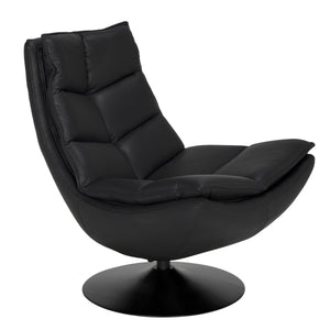 Dante Swivel Chair LEA-C0543-1D Santosa Matte Black and Black Powder Coat Noir