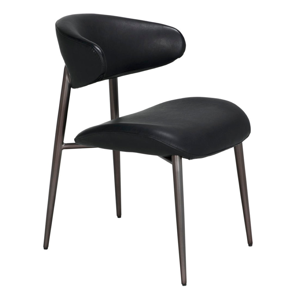 Noir Hakone Dining Chair - Modern Industrial Elegance with Graphite Leather & Durable Steel Frame Design LEA-C0584B-1D