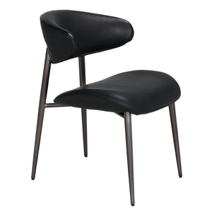 Noir Hakone Dining Chair - Modern Industrial Elegance with Graphite Leather & Durable Steel Frame Design LEA-C0584B-1D