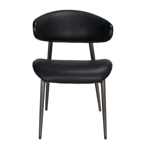Noir Hakone Dining Chair - Modern Industrial Elegance with Graphite Leather & Durable Steel Frame Design LEA-C0584B-1D