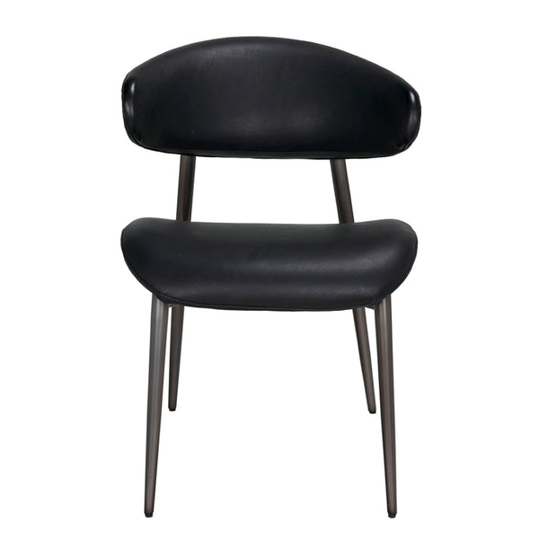 Noir Hakone Dining Chair - Modern Industrial Elegance with Graphite Leather & Durable Steel Frame Design LEA-C0584B-1D