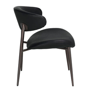 Noir Hakone Dining Chair - Modern Industrial Elegance with Graphite Leather & Durable Steel Frame Design LEA-C0584B-1D