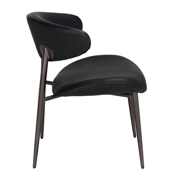 Noir Hakone Dining Chair - Modern Industrial Elegance with Graphite Leather & Durable Steel Frame Design LEA-C0584B-1D