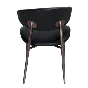 Noir Hakone Dining Chair - Modern Industrial Elegance with Graphite Leather & Durable Steel Frame Design LEA-C0584B-1D