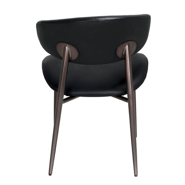 Noir Hakone Dining Chair - Modern Industrial Elegance with Graphite Leather & Durable Steel Frame Design LEA-C0584B-1D