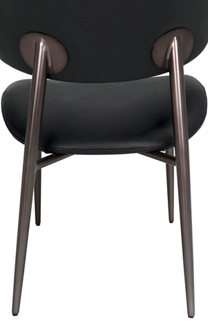 Noir Hakone Dining Chair - Modern Industrial Elegance with Graphite Leather & Durable Steel Frame Design LEA-C0584B-1D