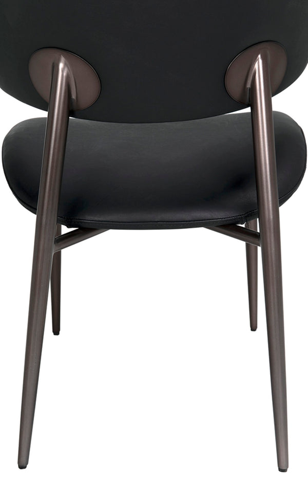 Noir Hakone Dining Chair - Modern Industrial Elegance with Graphite Leather & Durable Steel Frame Design LEA-C0584B-1D