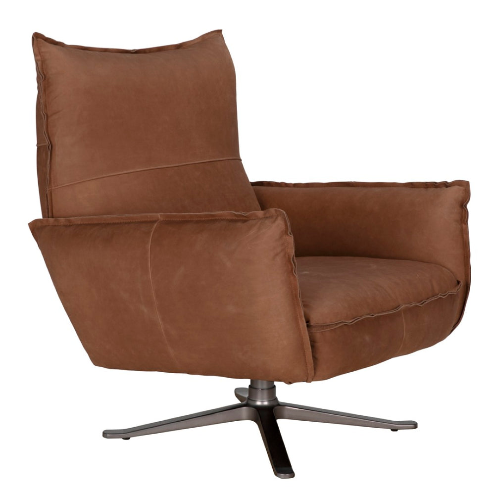 Noir Lawrenceville Swivel Chair - Premium Leather Upholstered Comfort with 360° Swivel for Versatile Use LEA-C0657-1D