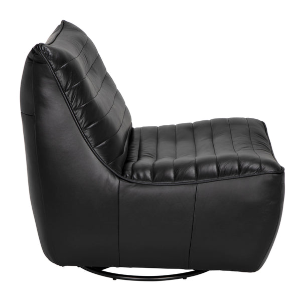 Mcclain Top Grain Leather Swivel Chair 360 Degree Modern Accent for Living Room