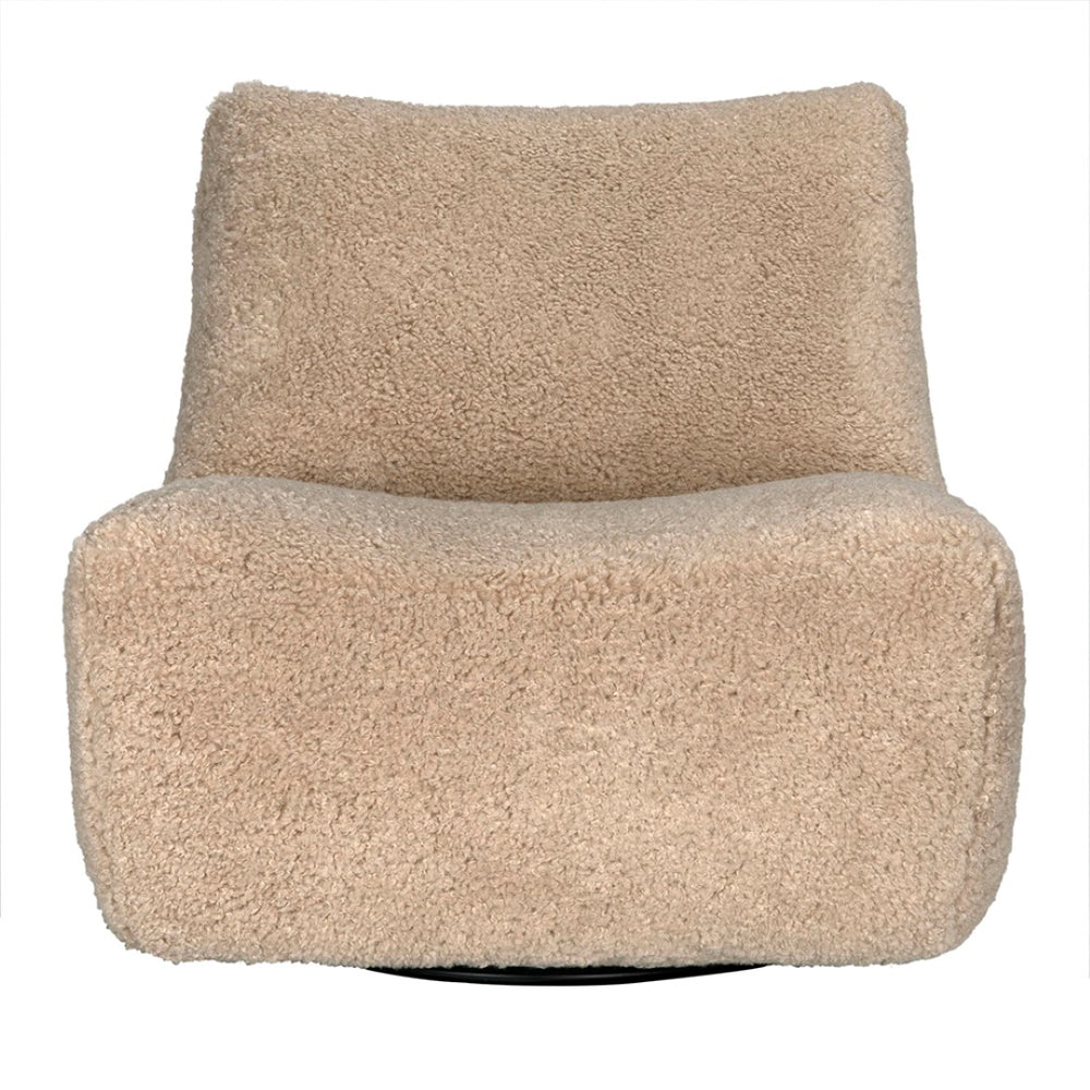 Noir Mcclain Swivel Chair - Cozy Camel Teddy Fleece Accent for Modern Living Rooms & Relaxing Nooks LEA-S0592B-01