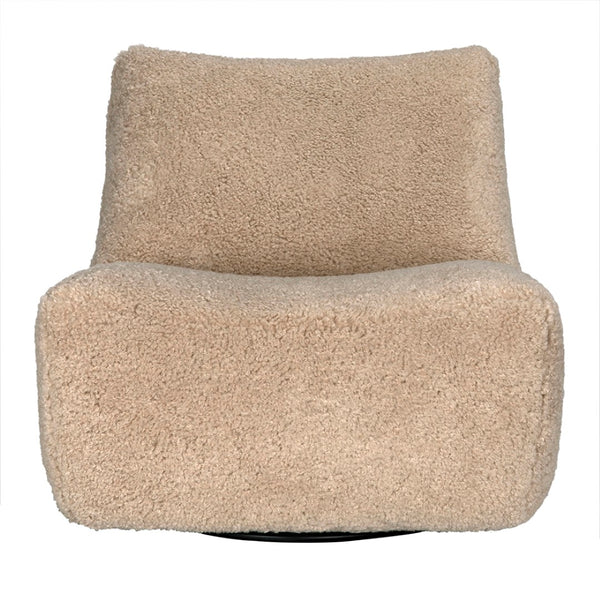 Noir Mcclain Swivel Chair - Cozy Camel Teddy Fleece Accent for Modern Living Rooms & Relaxing Nooks LEA-S0592B-01