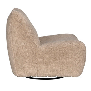 Noir Mcclain Swivel Chair - Cozy Camel Teddy Fleece Accent for Modern Living Rooms & Relaxing Nooks LEA-S0592B-01