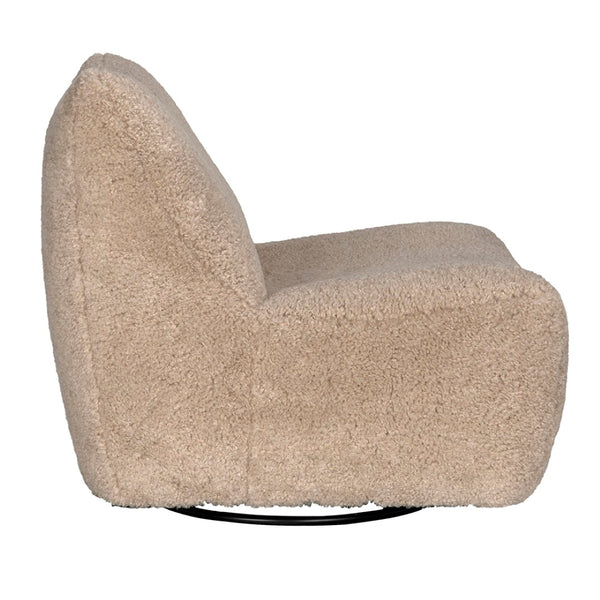 Noir Mcclain Swivel Chair - Cozy Camel Teddy Fleece Accent for Modern Living Rooms & Relaxing Nooks LEA-S0592B-01
