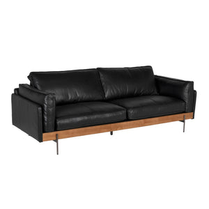 Noir Ray Sofa - Luxurious Onyx Black Leather, Solid Walnut Frame, Modern Minimalist Design for Stylish Living LEA-S0594-3D