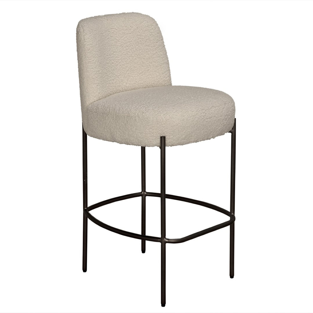 Noir Darwin Counter Chair - Stylish Industrial Bar Stool with Soft Bouclé Upholstery for Modern Spaces LEA-ST001-S