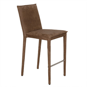 Noir Newton Counter Chair - Luxurious Orris Brown Leather with Sturdy Iron Frame for Timeless Comfort LEA-ST004BR-S