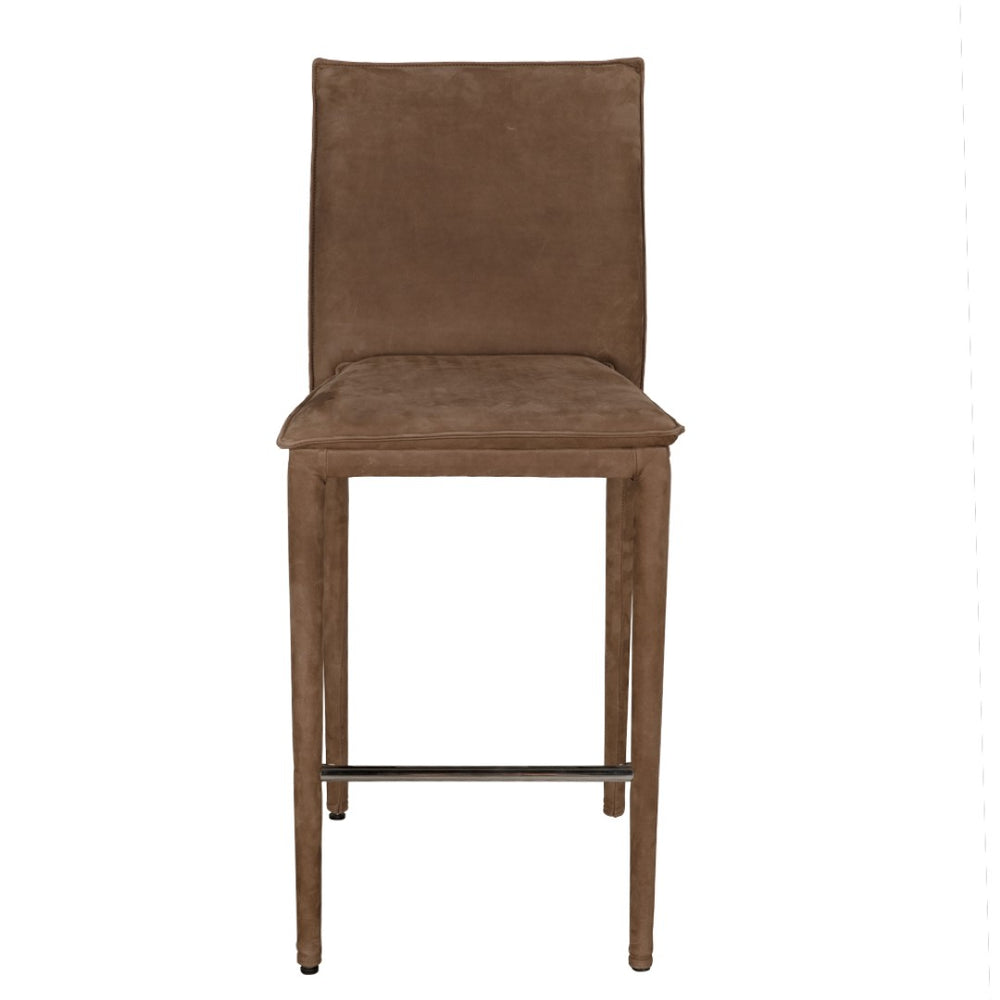 Noir Newton Counter Chair - Luxurious Orris Brown Leather with Sturdy Iron Frame for Timeless Comfort LEA-ST004BR-S
