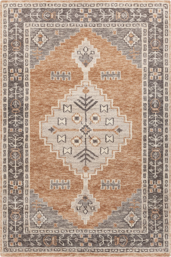 Chandra Rugs Hand Knotted Traditional Rug – Exquisite 100% Wool Masterpiece For Elegant Home Decor And Comfort Rust,Grey,Brown Wool Lee57100-79106